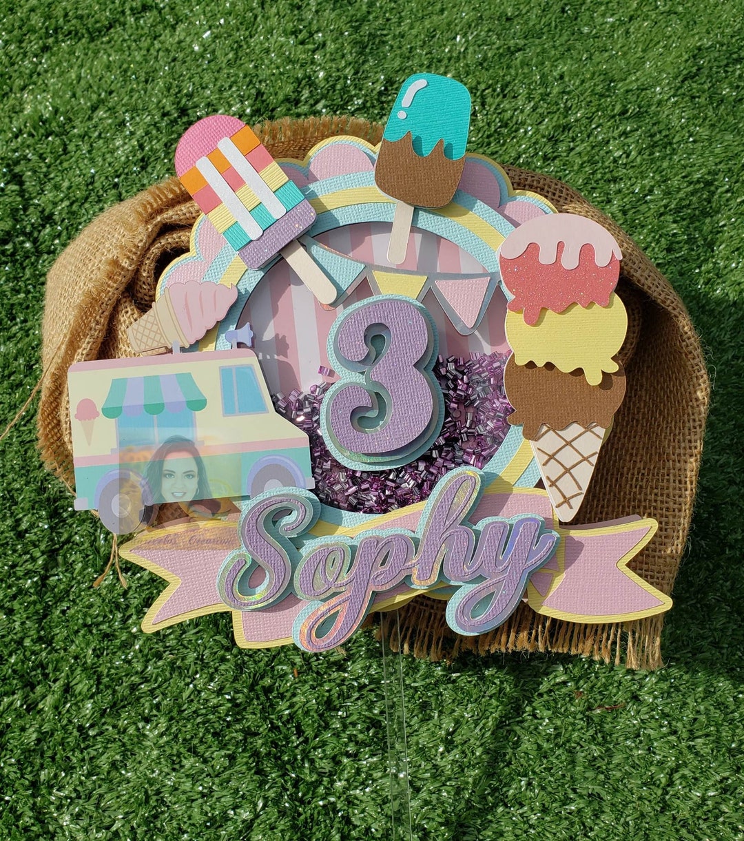 Ice Cream Cake Topper. Ice Cream Party, Summer Party, Topper Shaker Etsy