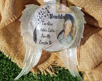 Memorial Ornament, Christmas in heaven, Floating Ornament, Esfera del recuerdo, Angel Ornament, Gifts for everyone, Memorial Angel