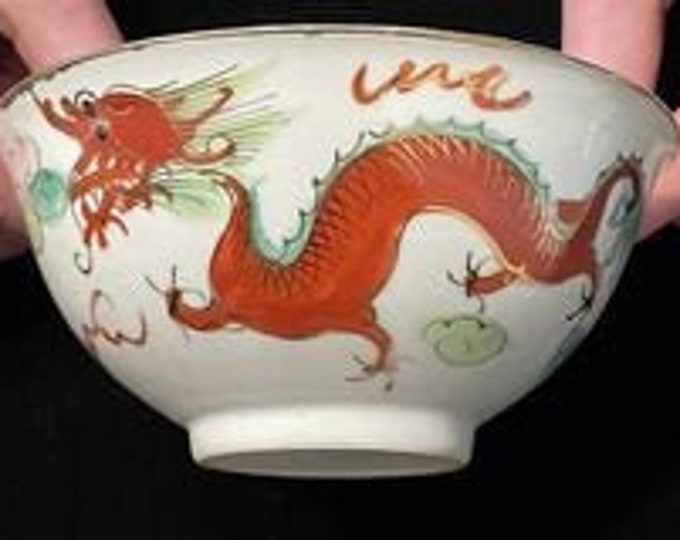 Chinese Dragon Bowl Chinese Porcelain Bowl Rice Bowl Dragon Etsy