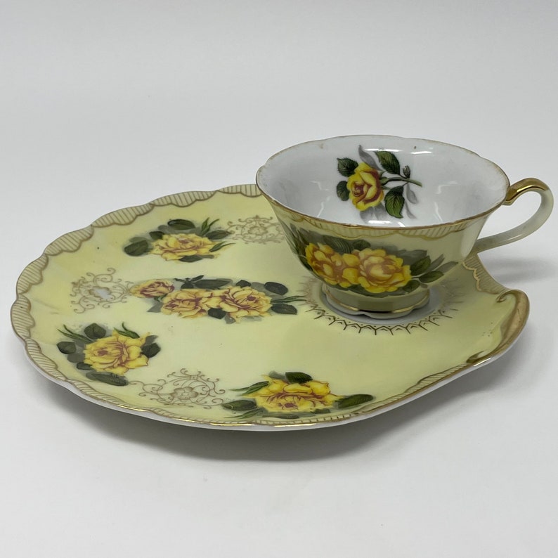 Set of 2 Lefton Hand Painted Teacups and Snack Plates Lefton Etsy