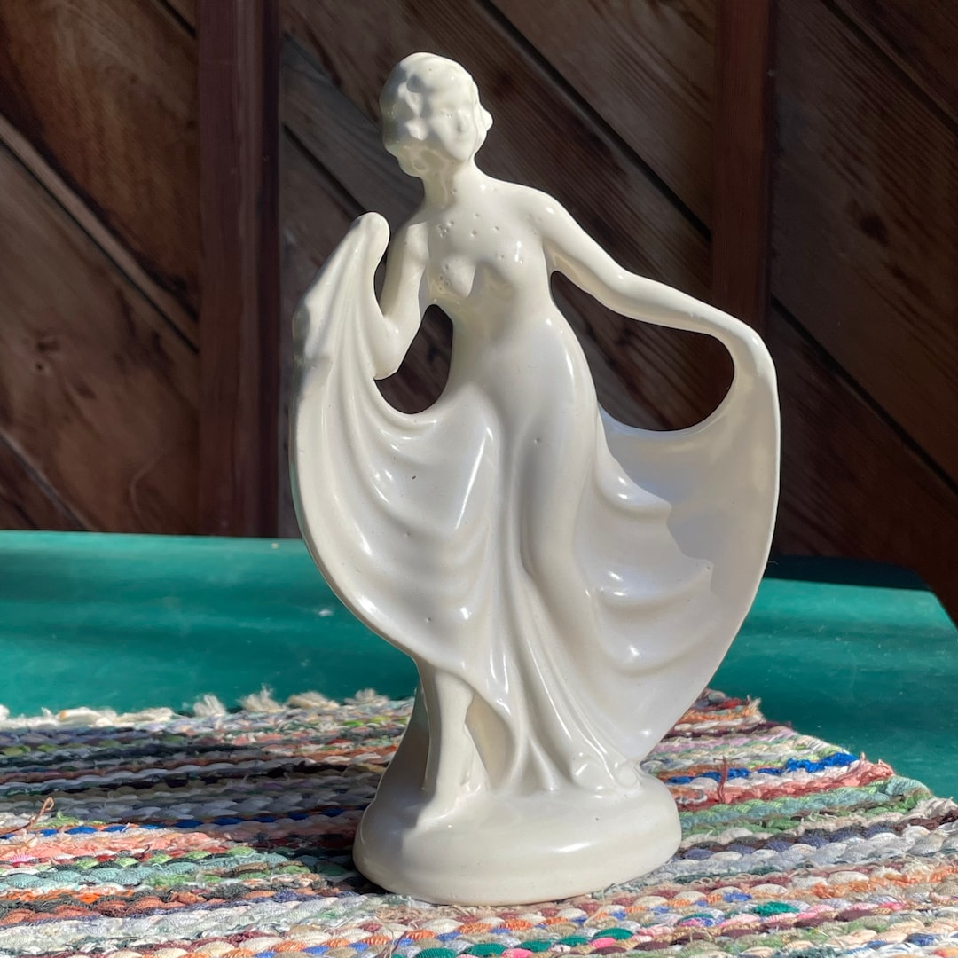 Art Nouveau Dancing Lady Planter, Vintage Lady Vase, Elegant Art, Ceramic Planter