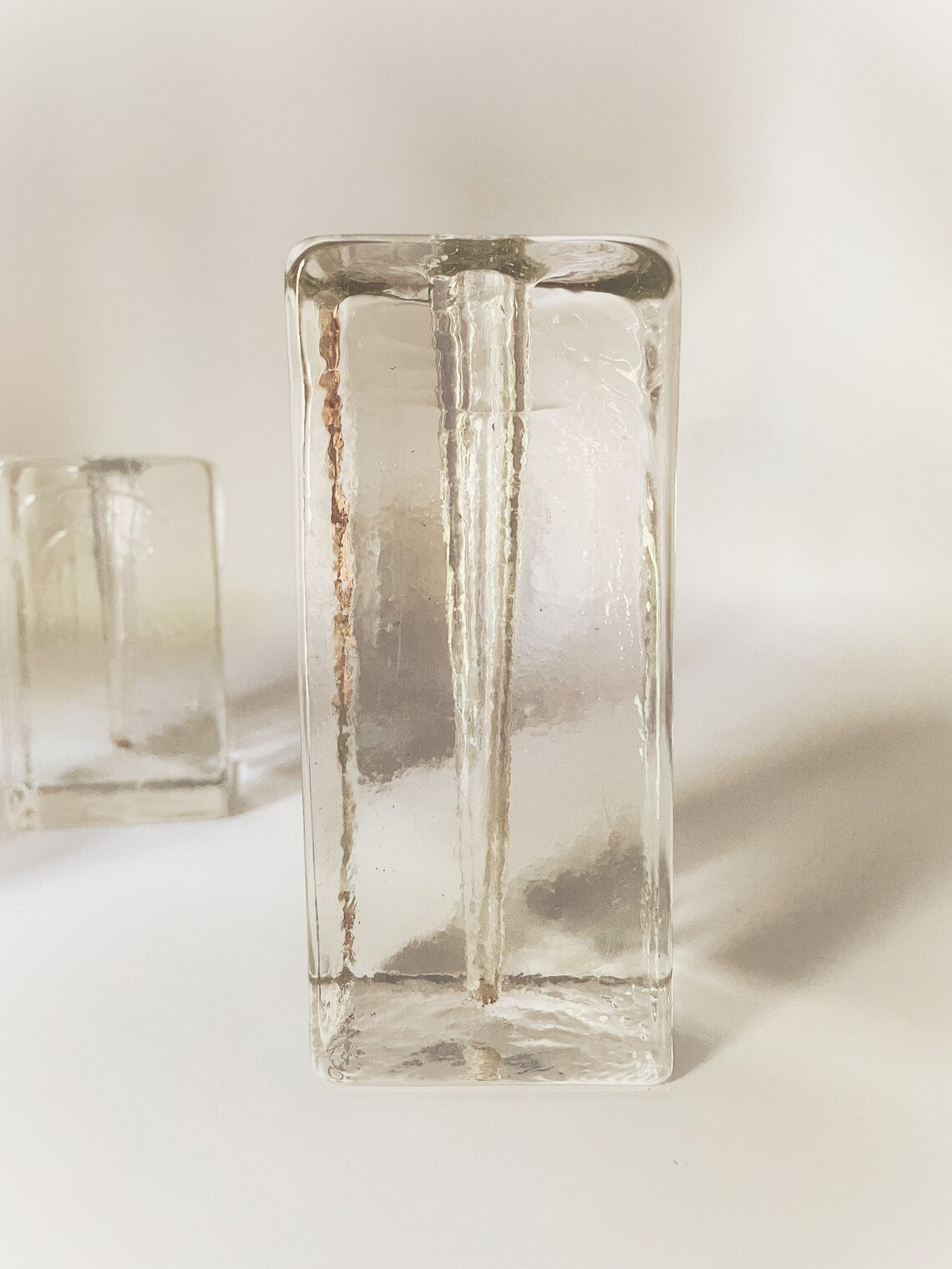 Trio of Ice Block Bud Vases Glass Bud Vase Set Art Glass Etsy