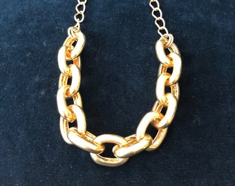 Large Oval Link Gold Necklace