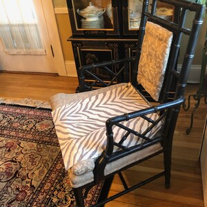 Pair of Vintage Black REAL Bamboo Chinese Chinoiserie Chairs. Built well, solid. Great to upholster in your favorite fabric image 6