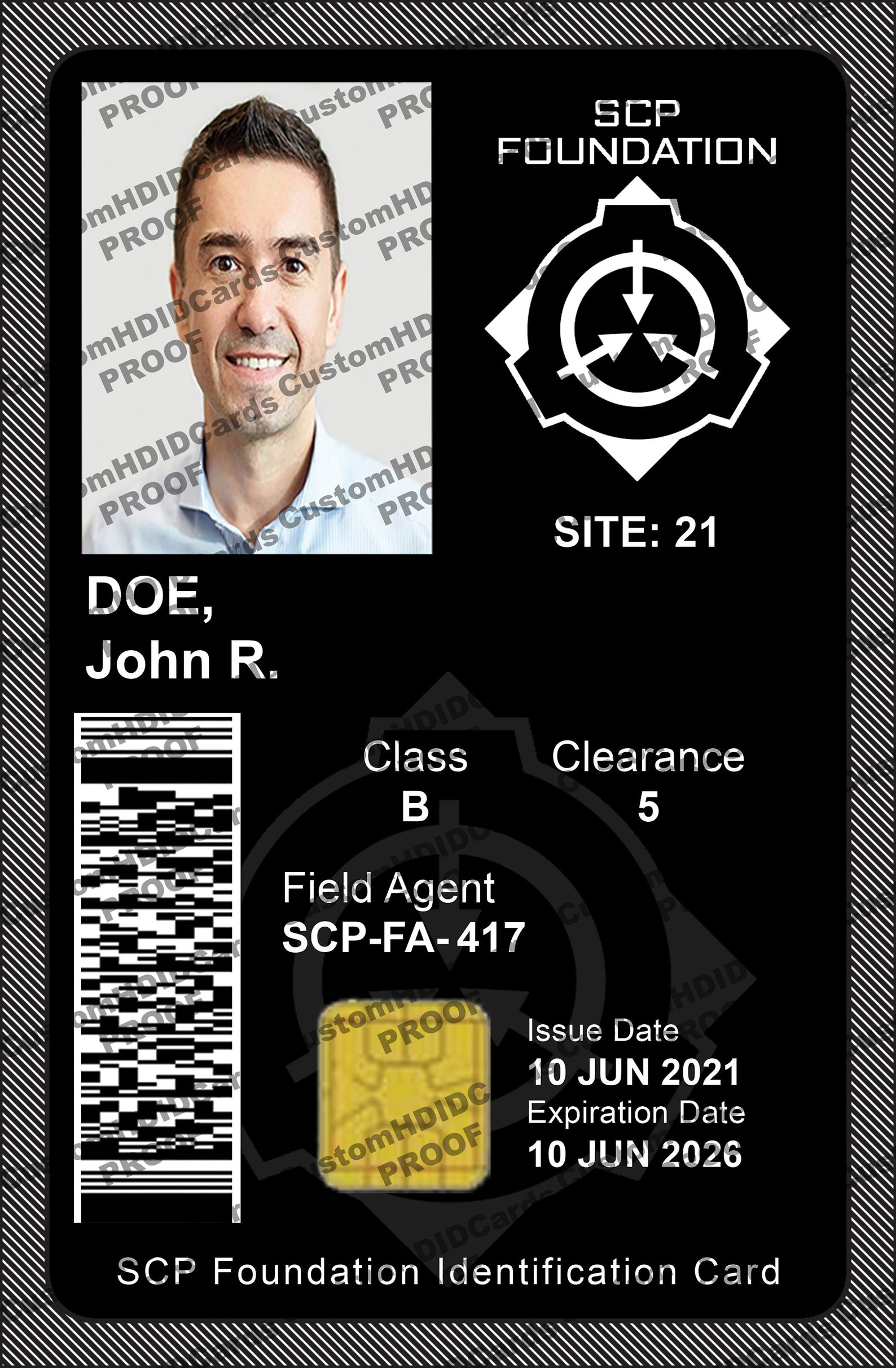 Custom SCP Foundation CAC ID Card With Real Embedded Chip Etsy