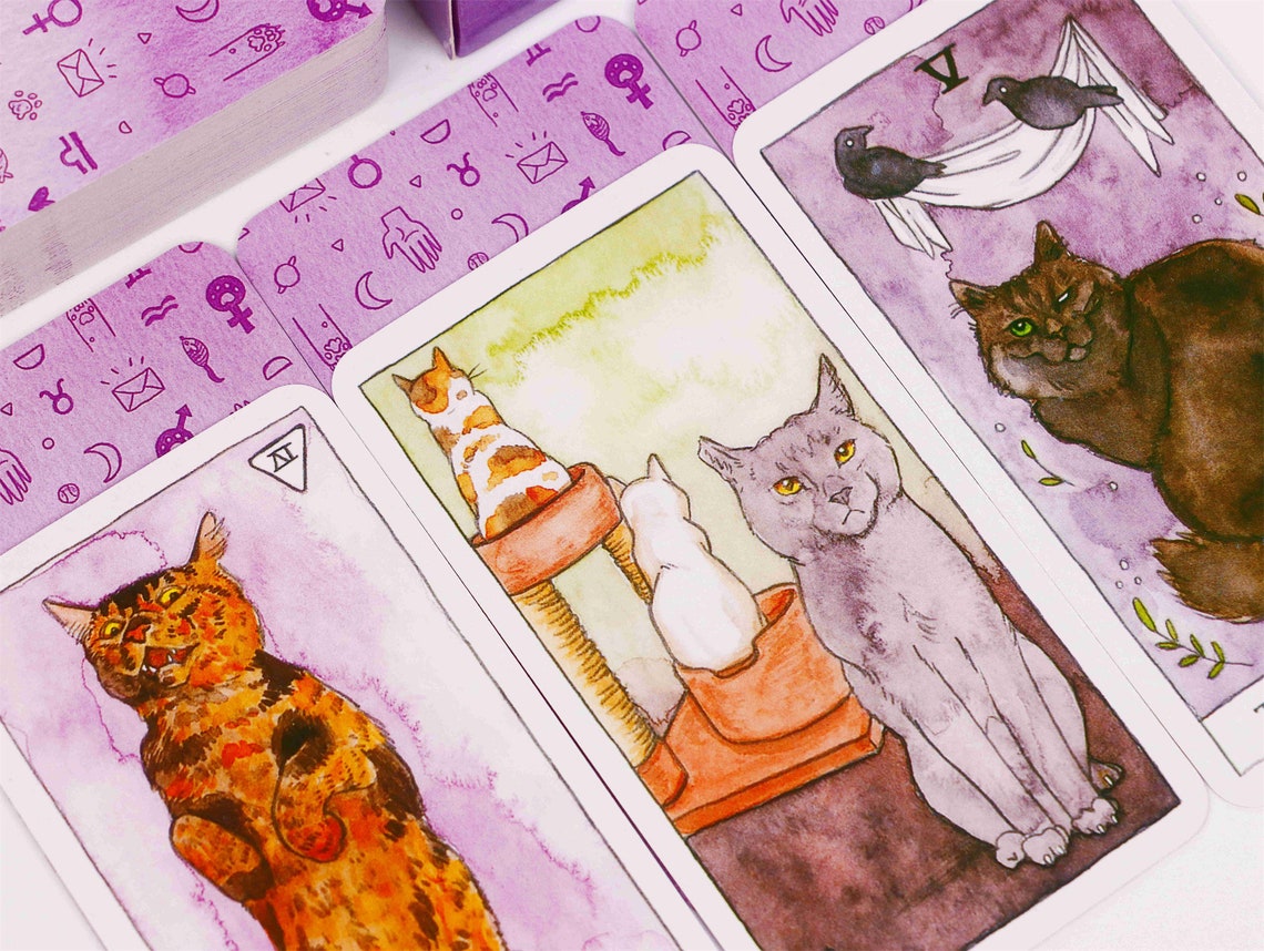 Cute Cat tarot card deck 78 cards Animal tarot deck for Etsy