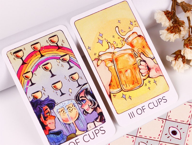 Cute tarot deck 78 cards Cartoon tarot cards with Etsy