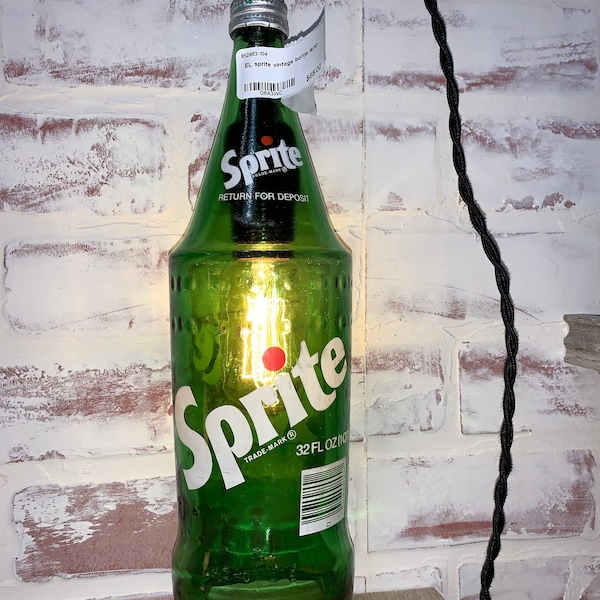 Vintage Sprite Bottle on Vintage Steel Pulley Hanging Lamp with LED Bulb