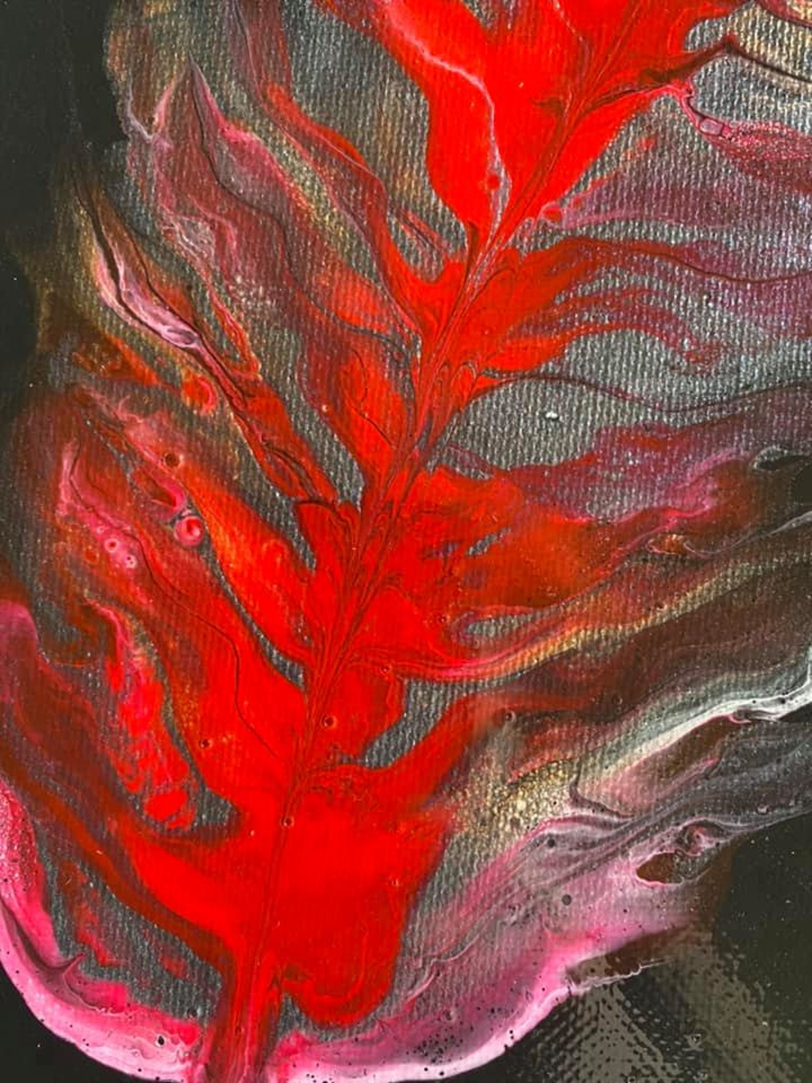 Abstract Red Feather Acrylic Fluid Art Two Etsy