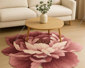 Hand-Tufted Wool Area Rug: Rose Flower Shape, Modern Design