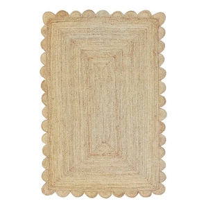 Carpette en jute tissée à la main : style campagnard bohème festonné