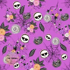 Halloween3, skull, floral, glitter, seamles, handmade clothing,