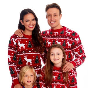 Christmas Jumper Family Matching Fairisle Vintage Unisex Kids Ladies Xmas Knit Sweater Novelty Sweater Set image 1