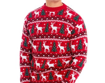 Christmas Jumper Family Matching Fairisle Vintage Unisex Kids Ladies Xmas  Knit Sweater Novelty Sweater Set