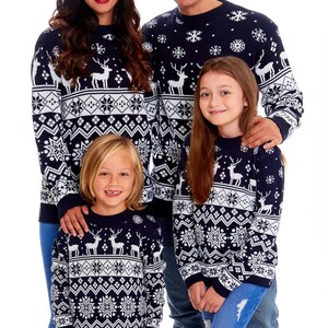 Christmas Jumper Family Matching Red Nordic Fairisle Vintage Unisex Kids Ladies Xmas Knit Sweater Novelty Sweater Set 画像 9