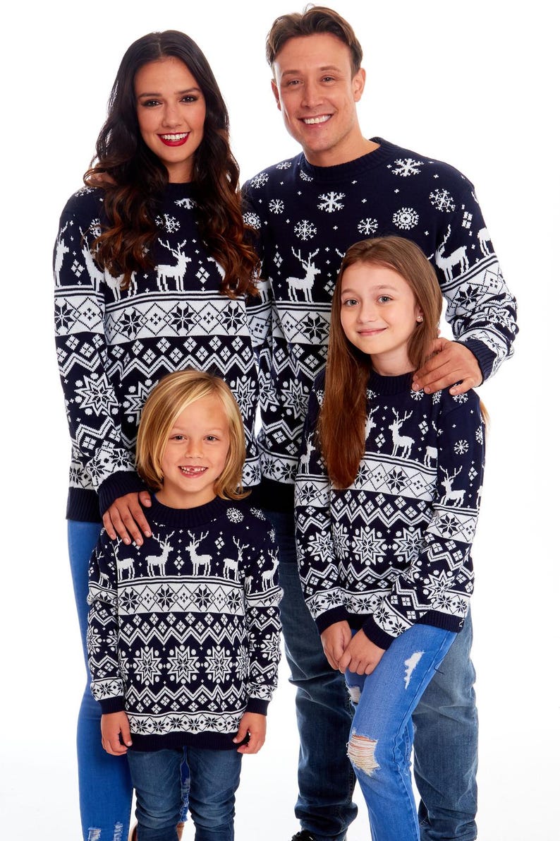 Christmas Jumper Family Matching Red Nordic Fairisle Vintage Unisex Kids Ladies Xmas Knit Sweater Novelty Sweater Set 画像 9