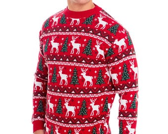 Christmas Jumper Family Matching Fairisle Vintage Unisex Kids Ladies Xmas Knit Sweater Novelty Sweater Set