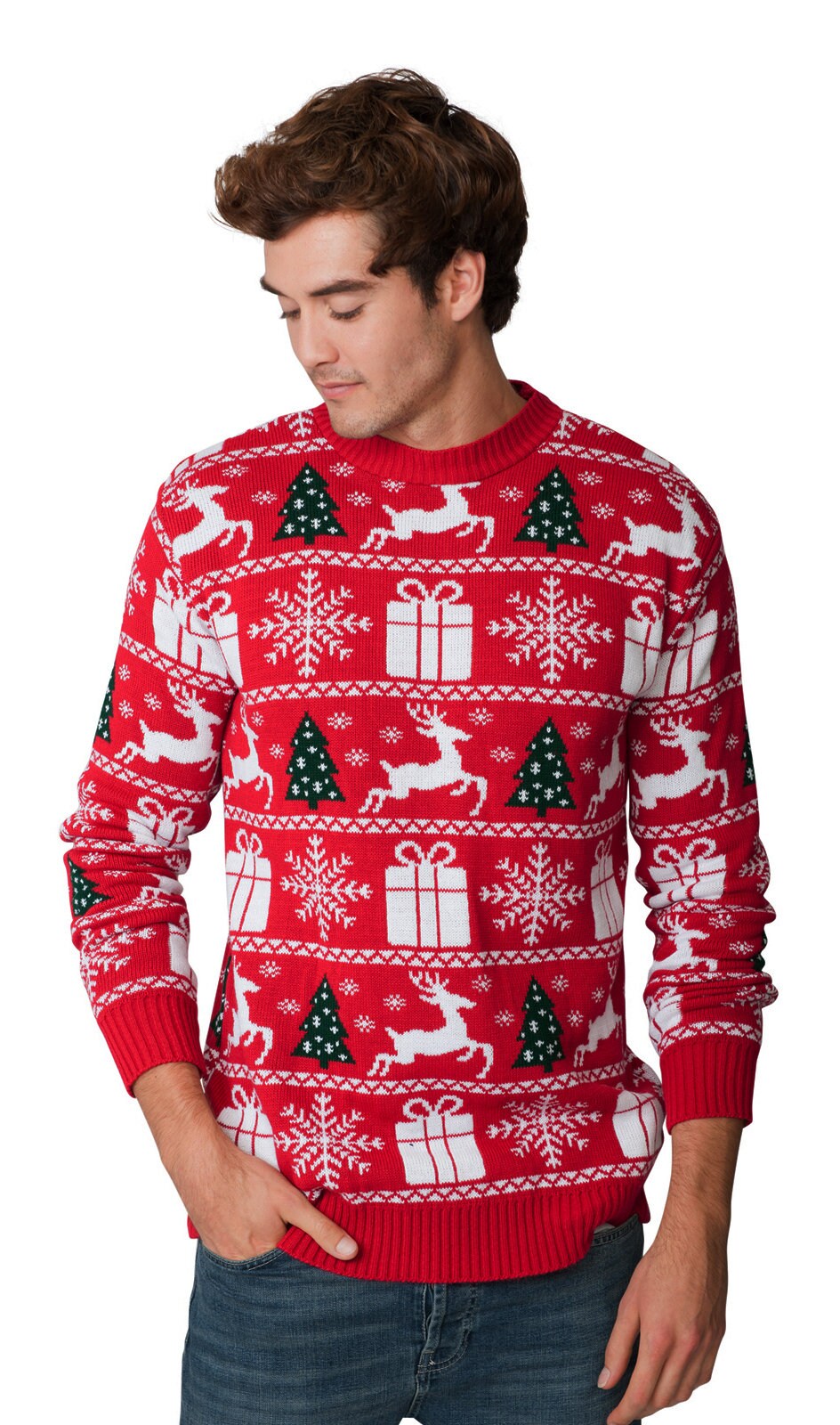 ★★ ★★ Festive Fair Isle Sweater T12E9KPO310 Christmas Jumper Family Matching Fairisle Red Vintage Santa