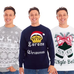 Christmas Jumper Matching Snowman Santa Chunky Fairisle Vintage Merry Xmas Unisex Mens Ladies Retro Knit Sweater Novelty Sweater Small - 4XL
