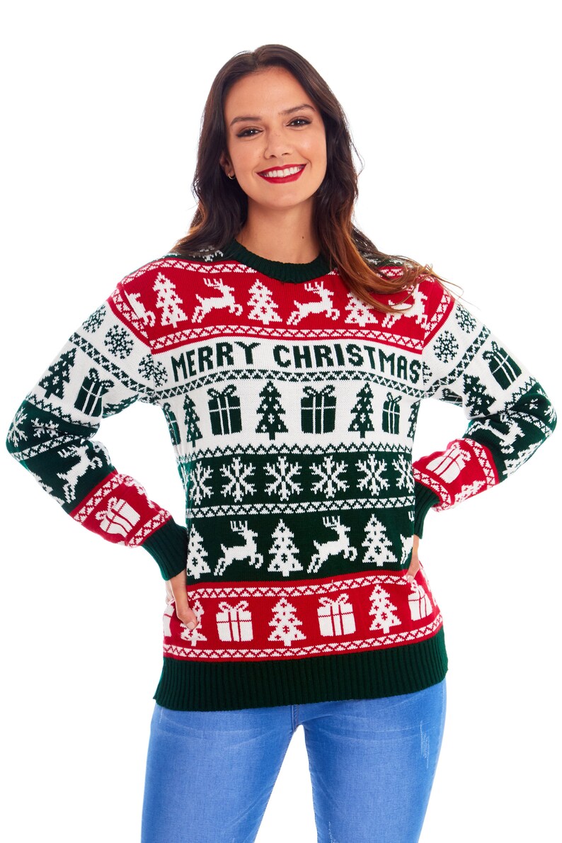 Christmas Jumper Family Matching Fairisle Vintage Merry Xmas Unisex Kids Ladies Xmas Knit Sweater Novelty Sweater Set image 5