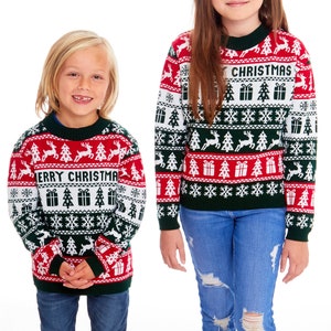 Christmas Jumper Family Matching Fairisle Vintage Merry Xmas Unisex Kids Ladies Xmas Knit Sweater Novelty Sweater Set image 4
