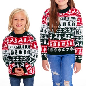 Christmas Jumper Family Matching Fairisle Vintage Merry Xmas Unisex Kids Ladies Xmas Knit Sweater Novelty Sweater Set image 7