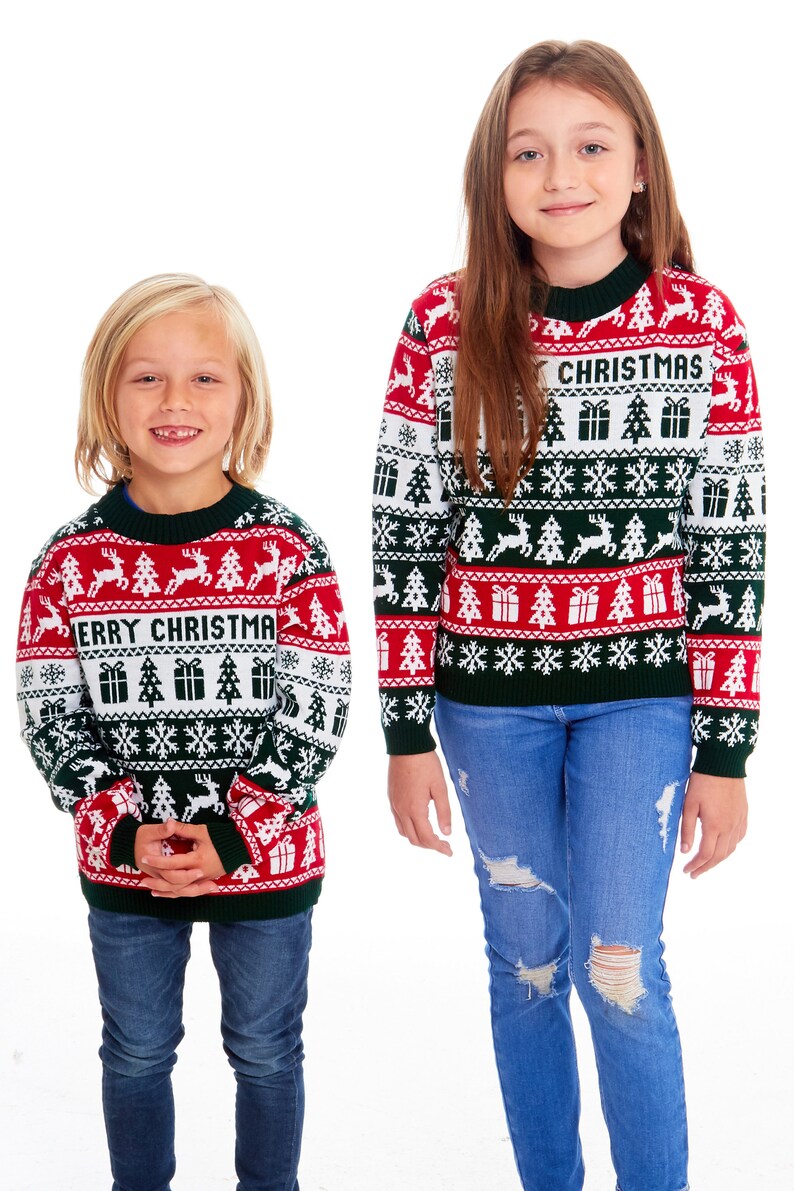 Christmas Jumper Family Matching Fairisle Vintage Merry Xmas Unisex Kids Ladies Xmas Knit Sweater Novelty Sweater Set image 7