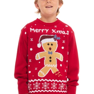 Christmas Jumper Kids Children Retro Gingerbread Vintage Merry Xmas Boy's Girls Retro Knit Sweater Novelty Sweater  3 - 14 Years old