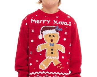 Christmas Jumper Kids Children Retro Gingerbread Vintage Merry Xmas Boy's Girls Retro Knit Sweater Novelty Sweater  3 - 14 Years old