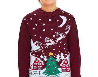 New Kids Childrens Boys Girls Xmas Christmas Winter Jumper Sweater Knitted Retro