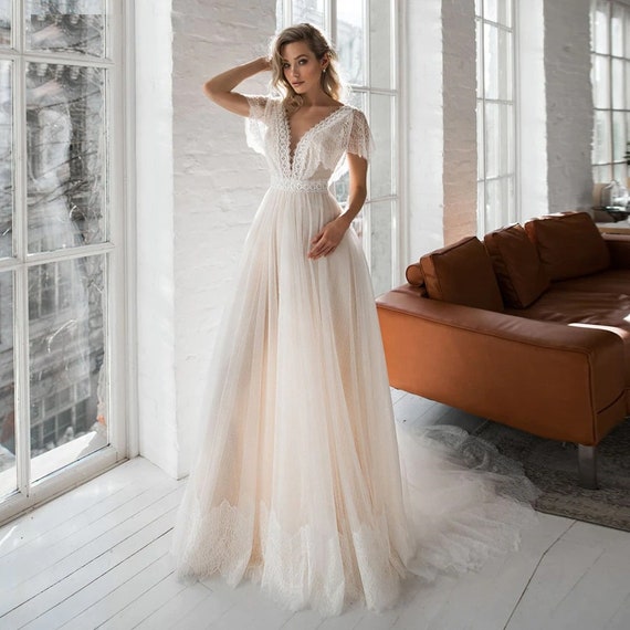Champagne boho cheap dress