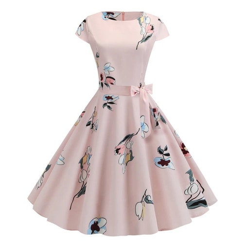 Retro Floral Summer Dress | Women Vintage Pin Up 50s 60s Party Dress | Casual Plus Size Dress