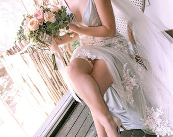Luxury Lace Mermaid Backless Applique Straight Neckline Wedding Dresses,  FC1925