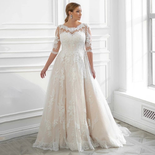 Plus Size Minimalist Style Gentle Glitter Tulle Wedding Dress - Etsy