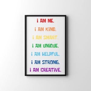 Affermazioni positive per bambini Arte murale, Arte in classe, Poster motivazionale, Decorazione della classe, Sala giochi, Homeschool, Affermazione, Autostima