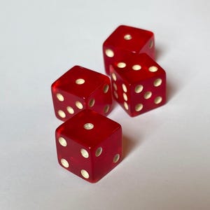 4 Cherry red Bakelite Dice