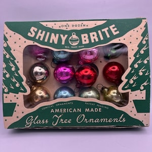 Christmas Ornaments Shinny Brite Small glass balls one dozen tree ornaments