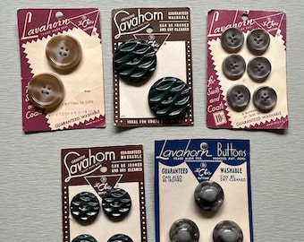 Lot of carded LavaHorn Buttons 5 complete cards - Vintage mid century