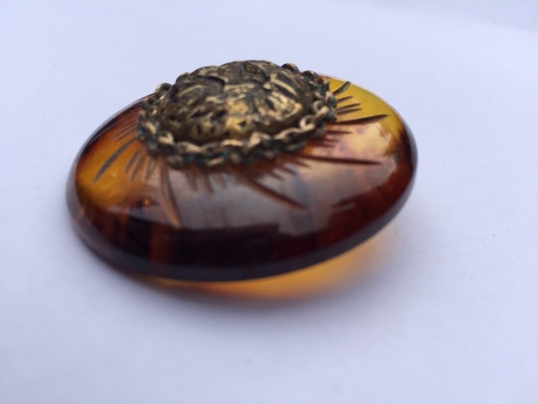 Vintage Bakelite Tortoise Shell Color With Metal Extrusion Button - Etsy