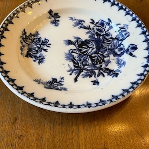 Antiek Russisch Flow Blue Soup Plate M.S, Kuznetson Manufactor