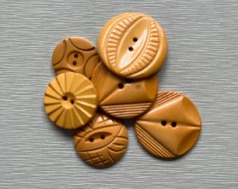 Bakelite Vintage Butterscotch Sew Through Set of Seven