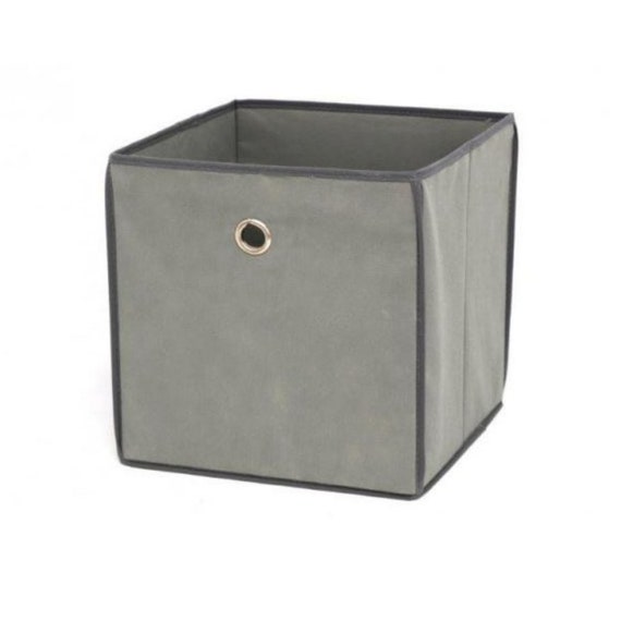 Cubo de almacenamiento de tela gris con mango circular para | Etsy