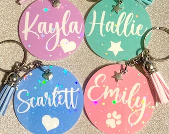 Personalised Keyring, Holo Sparkle! Any Name, Pastel Colours, Novelty Gift, Present, Birthday, Keepsake