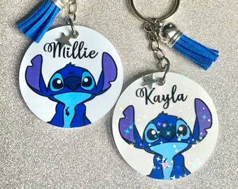 Stitch, Lilo and Stitch Disney inspired personalised keyring. Handmade novelty gift!