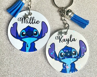Stitch, Lilo and Stitch Disney inspired personalised keyring. Handmade novelty gift!