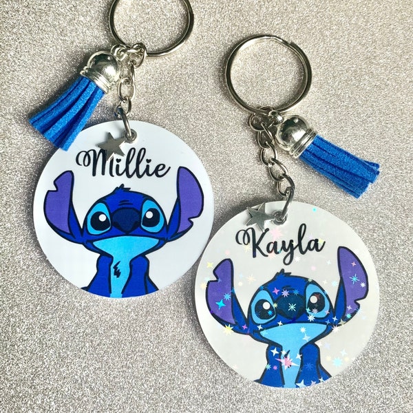 Stitch, Lilo and Stitch Disney inspired personalised keyring. Handmade novelty gift!