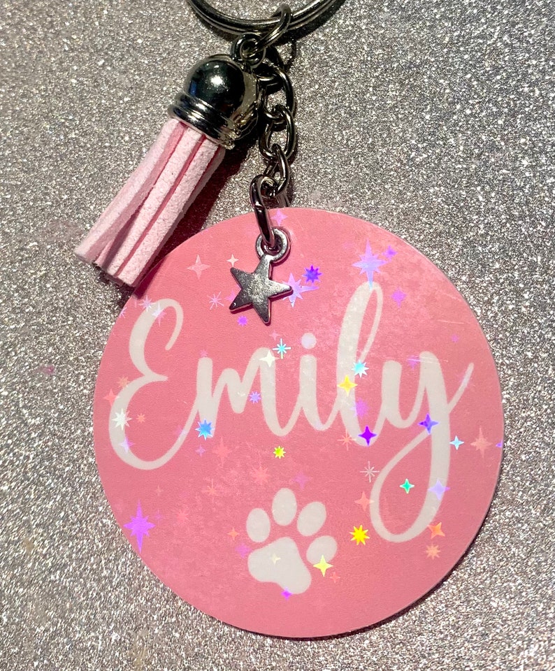 Personalised Keyring, Holo Sparkle Any Name, Pastel Colours, Novelty Gift, Present, Birthday, Keepsake image 3