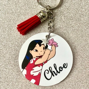 Lilo! Lilo and Stitch Disney inspired personalised keyring. Handmade novelty gift!