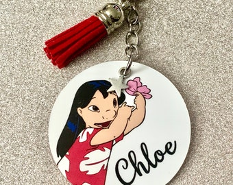 Lilo! Lilo and Stitch Disney inspired personalised keyring. Handmade novelty gift!