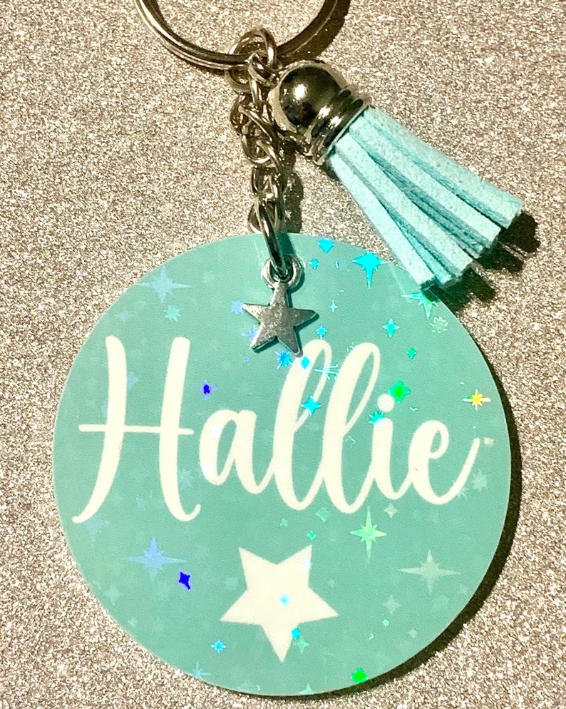 Personalised Keyring, Holo Sparkle Any Name, Pastel Colours, Novelty Gift, Present, Birthday, Keepsake image 6